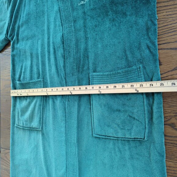 Vintage Harley-Davidson Green Terry cloth Bathrobe OSFM two belted with Pockets - Picture 15 of 16